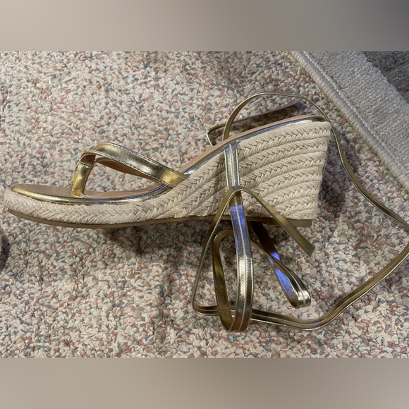Justfab Gold Wrap Wedges - Picture 2 of 5